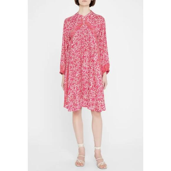 Natalie Martin 100% Silk Short Fiore Swing Dress Gloriosa Hot Pink Floral XL NWT - Picture 1 of 8